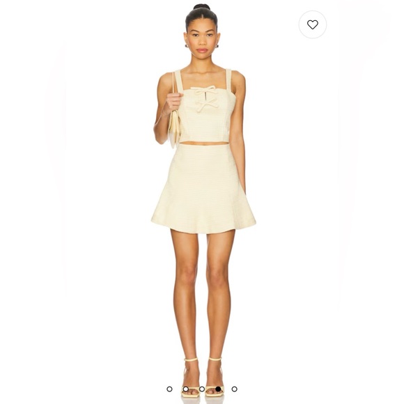 ASTR The Label Yellow Kiona Tweed Bow Crop Top - Picture 4 of 12